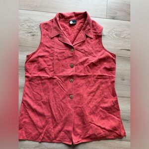 FIRST OPTION sleeveless blouse burnt orange XL 55% linen 45% rayon